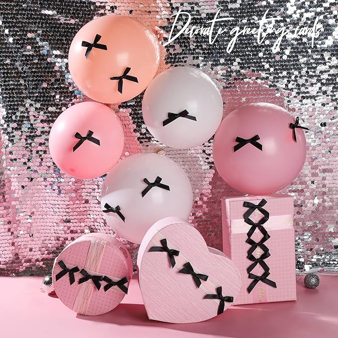 YGDZ 50 PCS Mini Black Bows, Small Stain Ribbon Black Bow for Cake, Tiny Bows for Crafts, Bow Decorations for Party Favors, Balloons