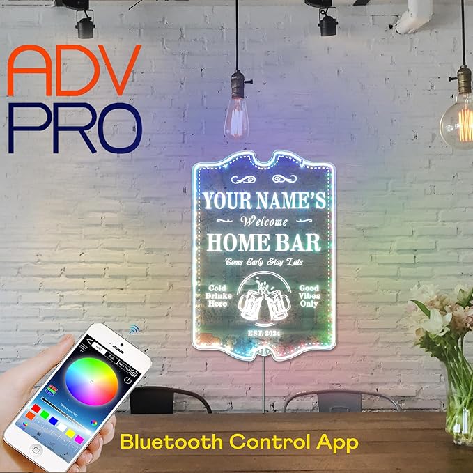 ADVPRO Personalized Your Name Home Bar RGB Dynamic Glam LED Sign - Cut-to-Edge Shape - Smart 3D Decoration - Multicolor Signage st06s64-fnd-p11c-tm-c