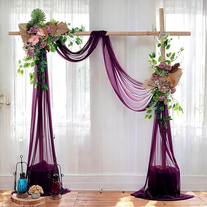 MDS Halloween Chiffon Draping Fabric - 1 Panel, 30" Wide x 75ft Long - Sheer Spooky Arbor & Canopy Drapery for Haunted House Backdrops, Party Ceilings, DIY Costumes & Themed Events - Eggplant