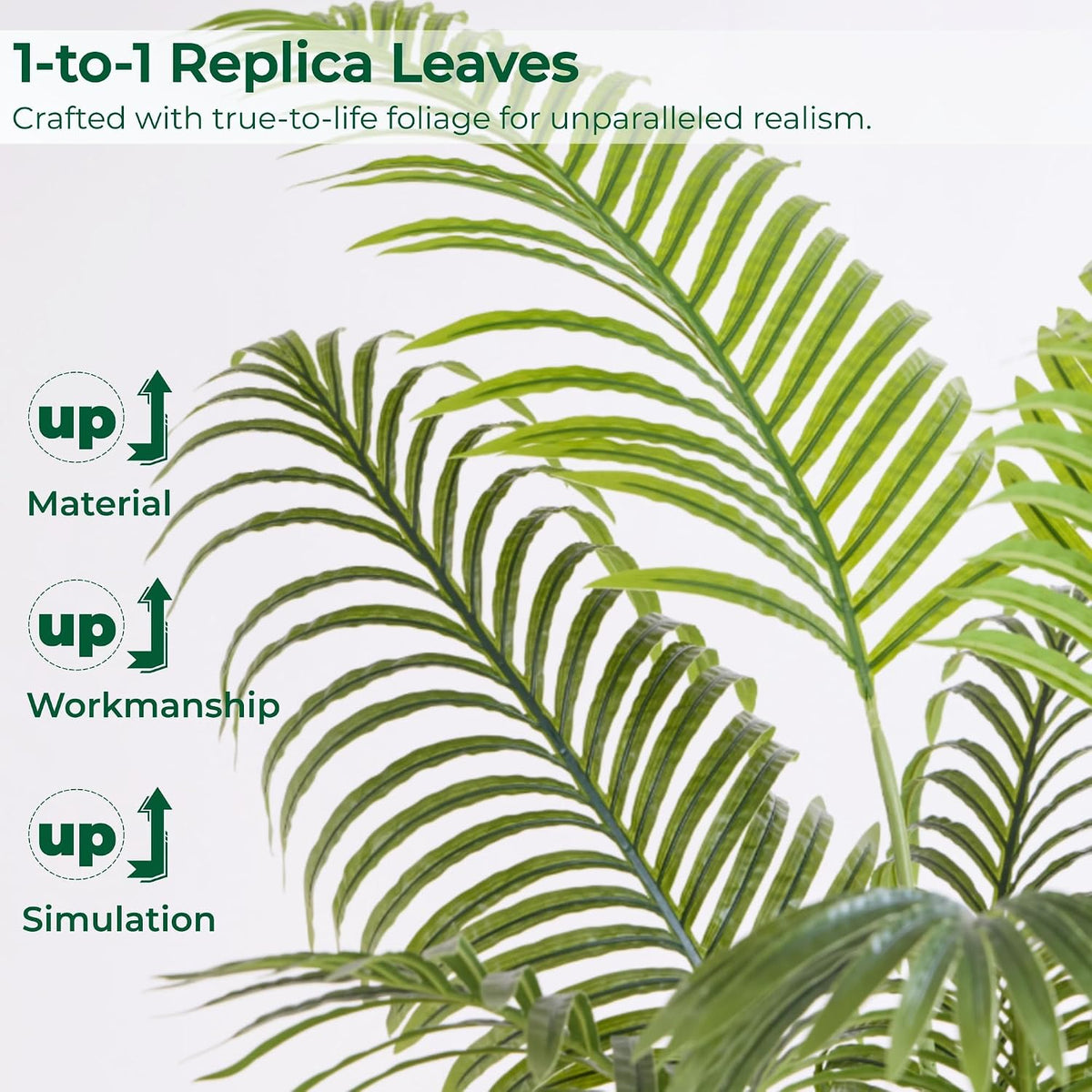 florafairy 6ft tall artificial palm trees, tropical areca, close-up detail