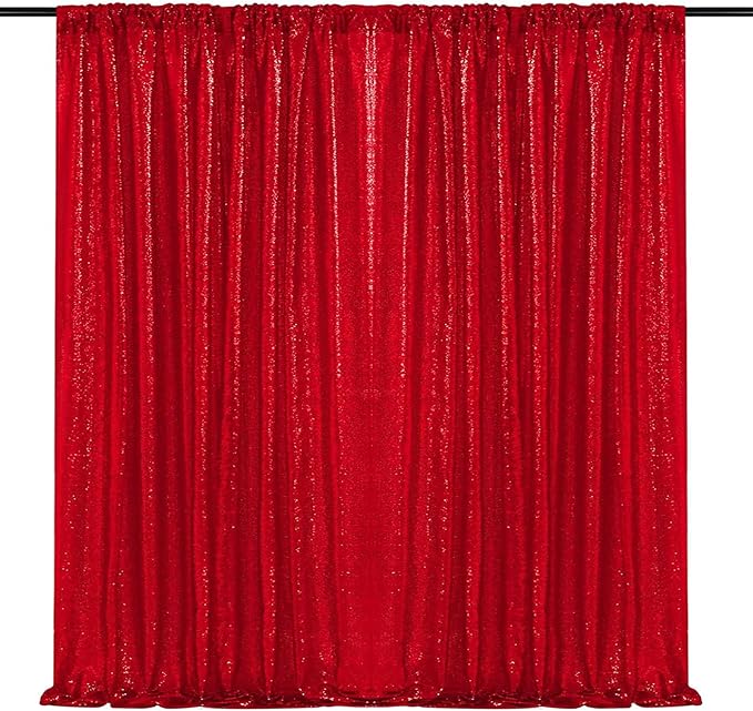 JYFLZQ Red Sequin Backdrop Curtains 6ft x 8ft 1 Panel Glitter Photo Booth Backdrops Sparkly Photography Background Drapes for Parties Wedding Bridal Showers