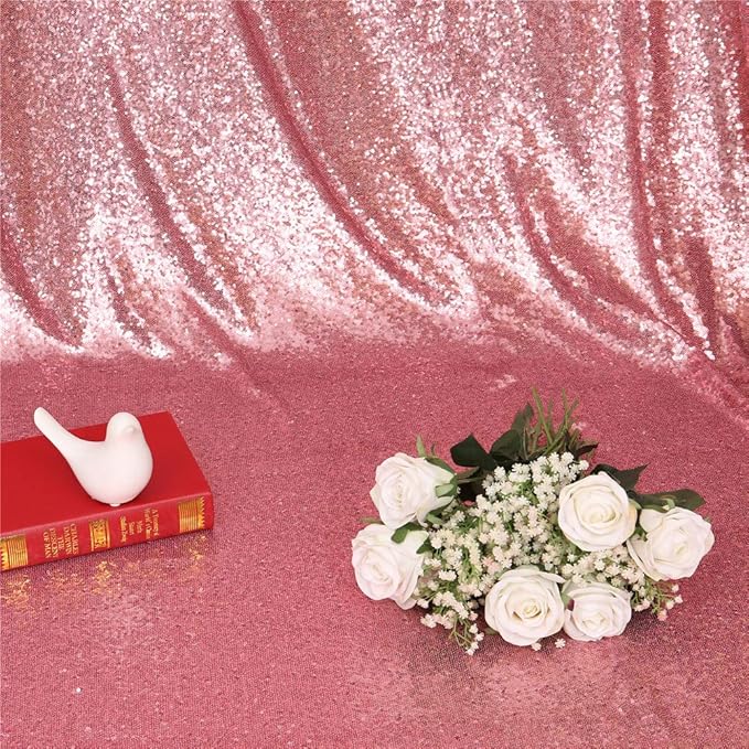 Eternal Beauty Fuchsia Pink Sequin Backdrop, 4x7 Ft Glitter Background Curtains for Shimmer Photography Party Wedding Birthday Back Drop Decor
