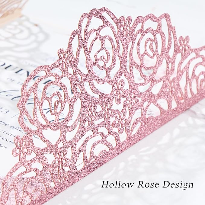 50PCS Pink Wedding Invitations Butterfly Laser Cut Invitation with Envelopes and Rsvp Card Personalized Inner Sheets for Wedding Bridal Baby Shower QuinceañEra Engagement Birthday