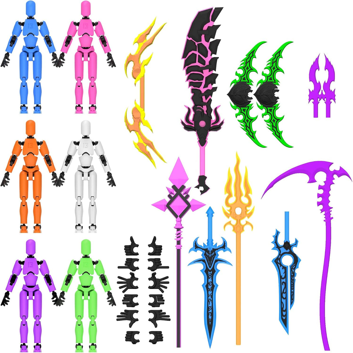 [6-PACK] Glowing Titan 13 Action Figure Set Already Assembled, Dummy 13 3D Pr...