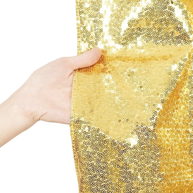 Poise3EHome 8Ft x 10Ft Gold Sequin Backdrop, Glitter Thick Satin Sequin Background Drapes,Sequence Xmas Thanksgiving Backdrop for Wedding Party Holiday Festival Decor
