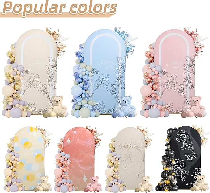 Wedding Arch Cover 6.6FT Spandex Arch Backdrop Cover Stretchy Backdrop for Wedding Birthday Party Decoration Baby Shower