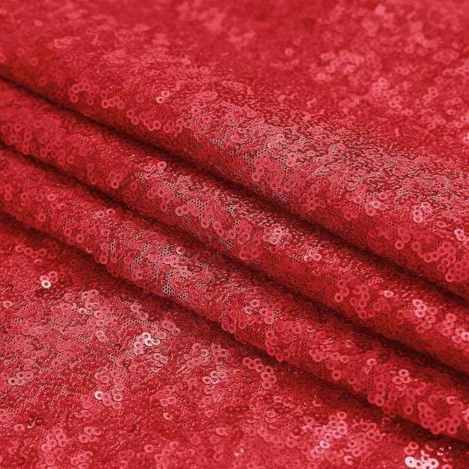 Sugargirl Red Sequin Backdrop Curtain 4 Panels 2FTx8FT Glitter Red Background Drapes Sparkle Photography Backdrop for Party Wedding Birthday Wall Decoration