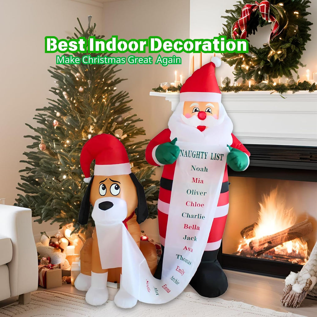 pts 6ft inflatable santa with dog outdoor decoration shown in use