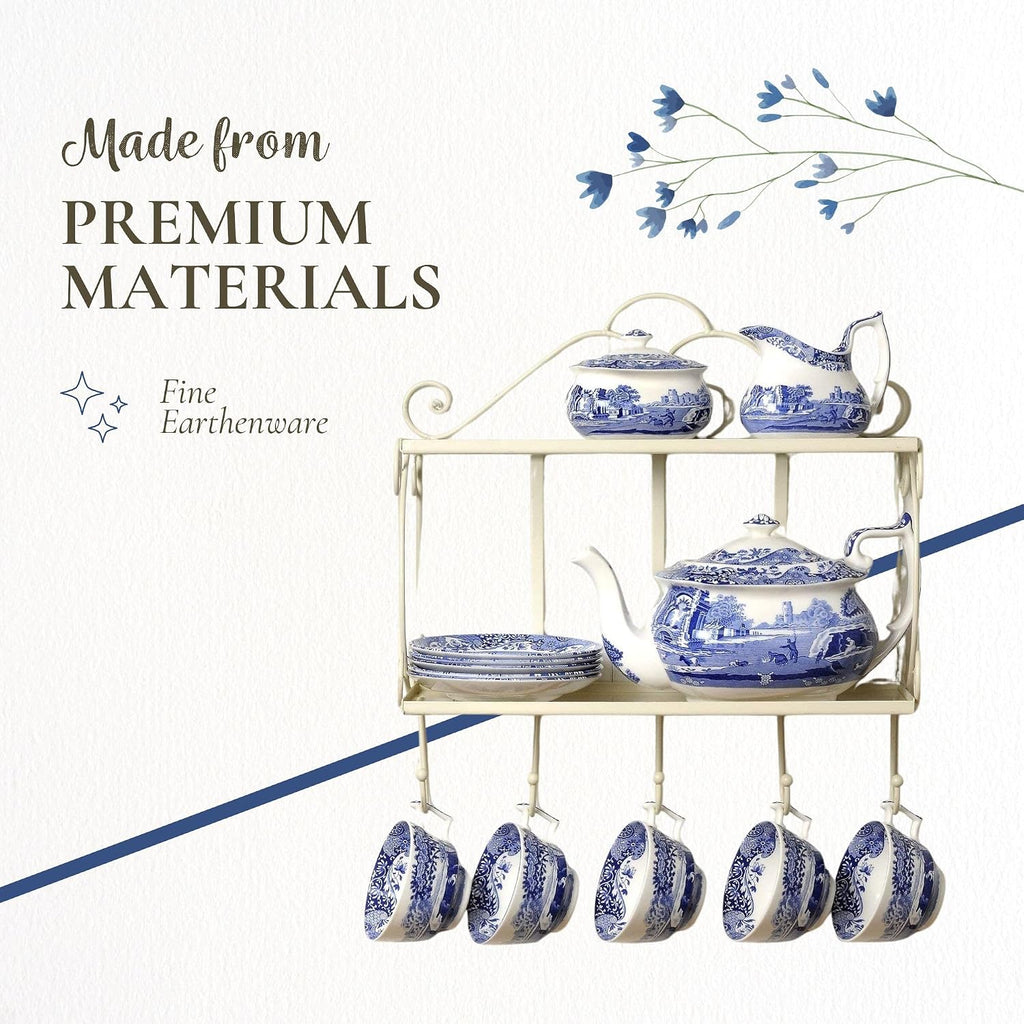 Spode Blue Italian Tealight Holders | Set of 2 Round Tealight Holders | Made of Fine Porcelain | 4 Inch Candle Holders for Home Décor and Housewarming Gift | Dishwasher Safe