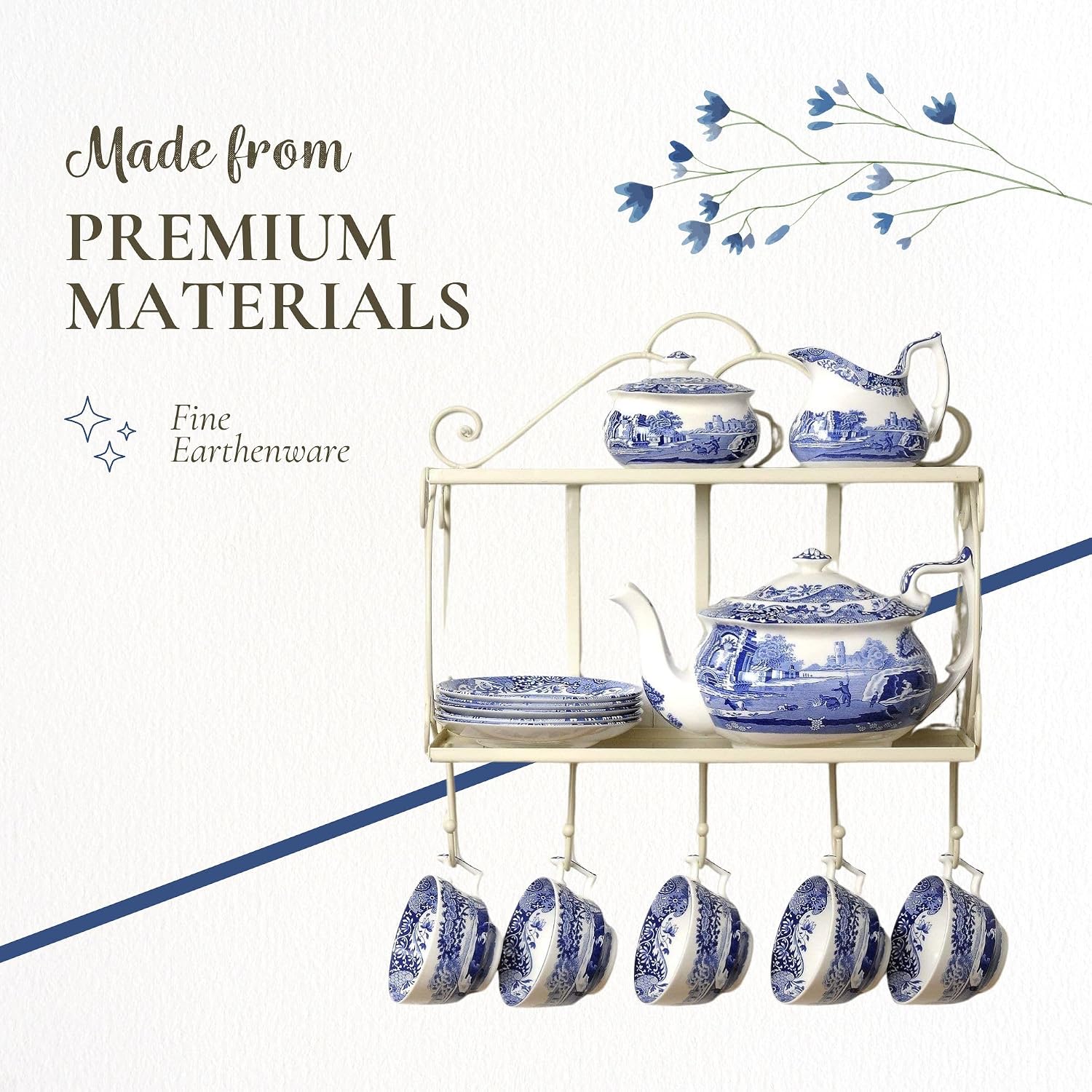 Spode Blue Italian Tealight Holders | Set of 2 Round Tealight Holders | Made of Fine Porcelain | 4 Inch Candle Holders for Home Décor and Housewarming Gift | Dishwasher Safe