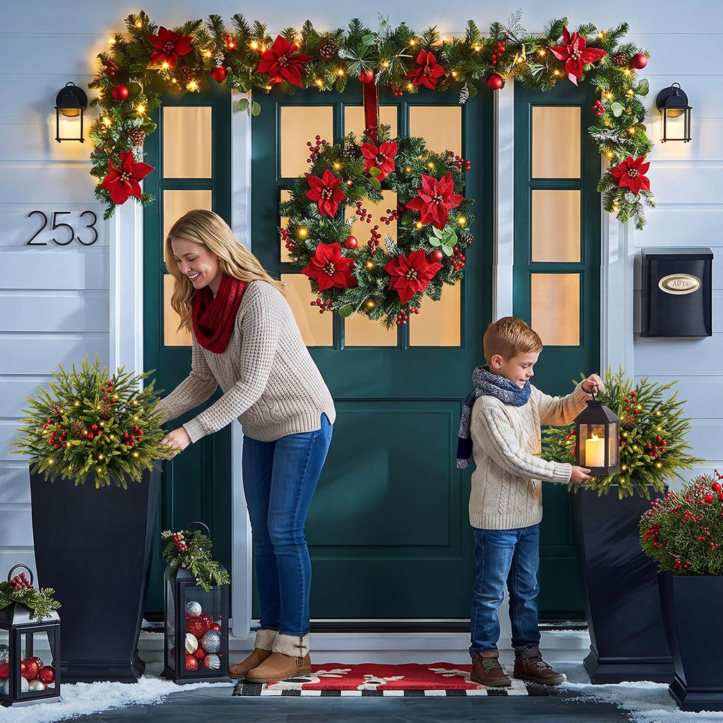 25.5 inch outdoor lighted christmas trees, yard holiday, front angle view