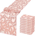 Rose Gold Flower Table Runners 10 Pieces 12x72 Inches Sequin Glitter Table Runner for Wedding Banquet Event Party Decorations