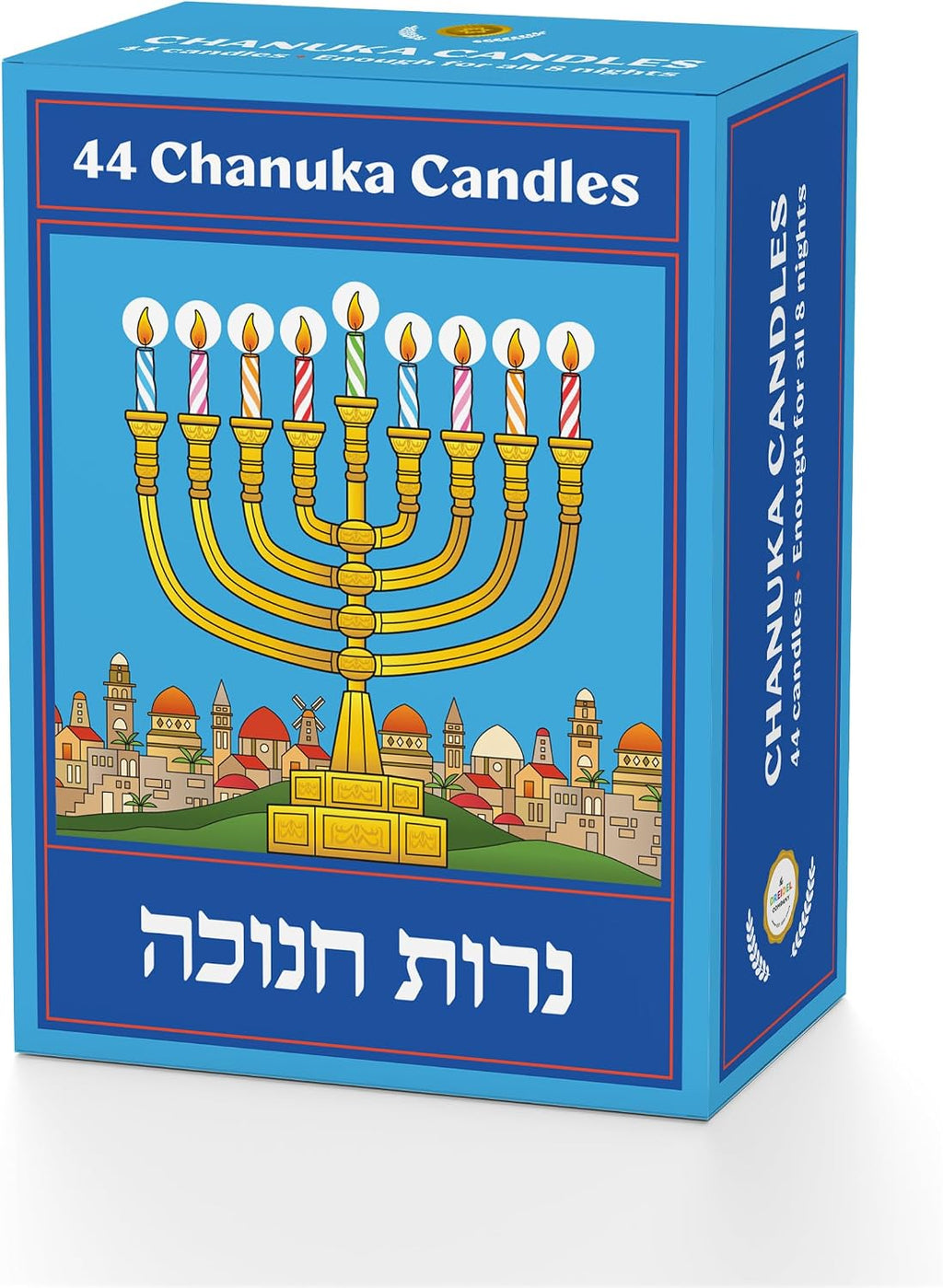 The Dreidel Company Jerusalem Hanukkah Candles Menorah Candles Single-Pack, Chanukah Candles 44 for All 8 Nights of Chanukah