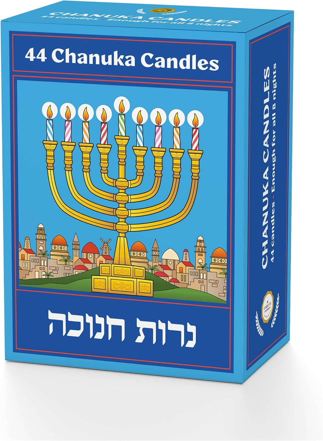 The Dreidel Company Jerusalem Hanukkah Candles Menorah Candles Single-Pack, Chanukah Candles 44 for All 8 Nights of Chanukah