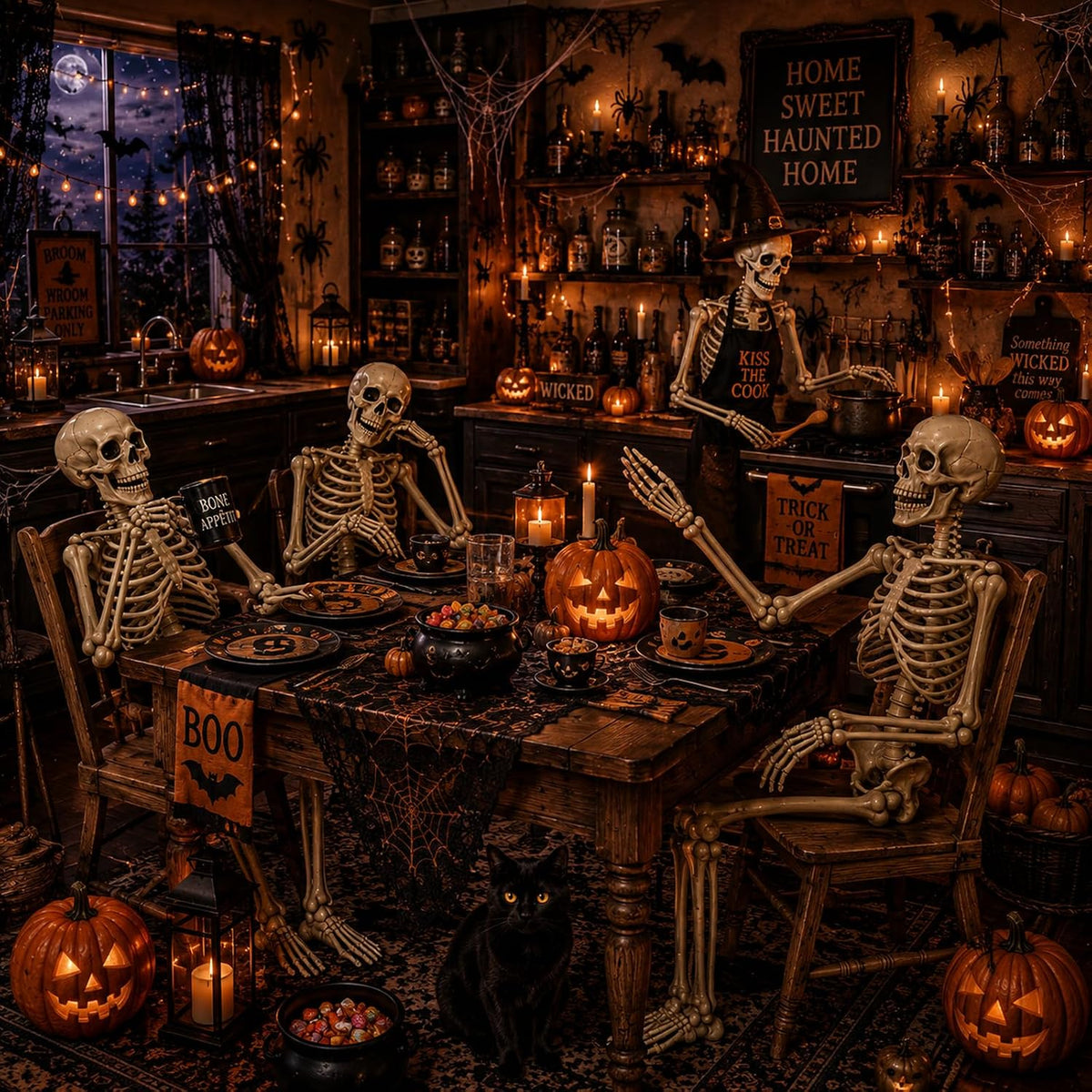 5.4FT Halloween Skeleton Decorations,Posable Human Skeleton Decorations for H...