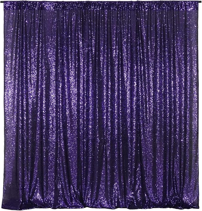 Poise3EHome Purple Sequin Backdrop,8FT x 10FT Sequin Photography Backdrop Curtain for Party Decoration, Purple