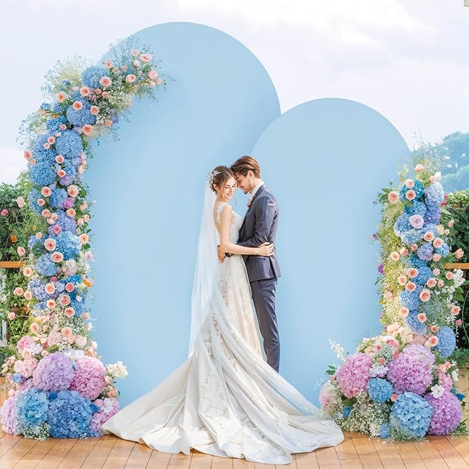 7.2FT Blue Arch Backdrop Cover - Polyester Fitted Wedding Arch Stand Covers Round Top Chiara Arch Backdrop Cover for Birthday Party Banquet Photo Background Decoration