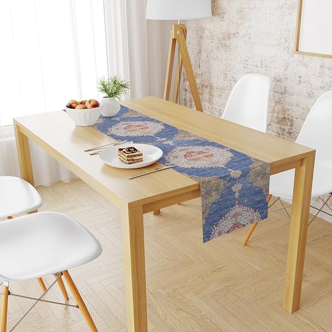 Snycler Table Runner Boho Table Runners Vintage Elegant Farmhouse Table Center Linen Decor for Home Dining Party Entrance (13x72 Inch) Navy Blue