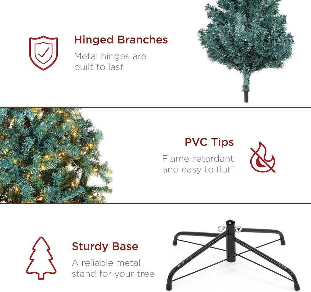best choice products 7.5ft pre-lit blue spruce christmas, package contents