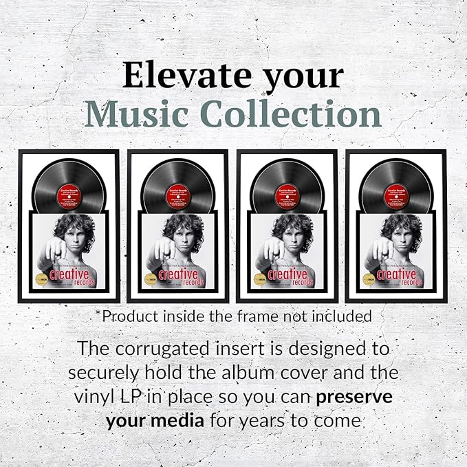 Creative Picture Frames 16" x 24" Jukebox Vinyl Frame Display with Double Double White-Black Matting, LP Record Album Frame for Wall Decor, White/Black, 1 Count