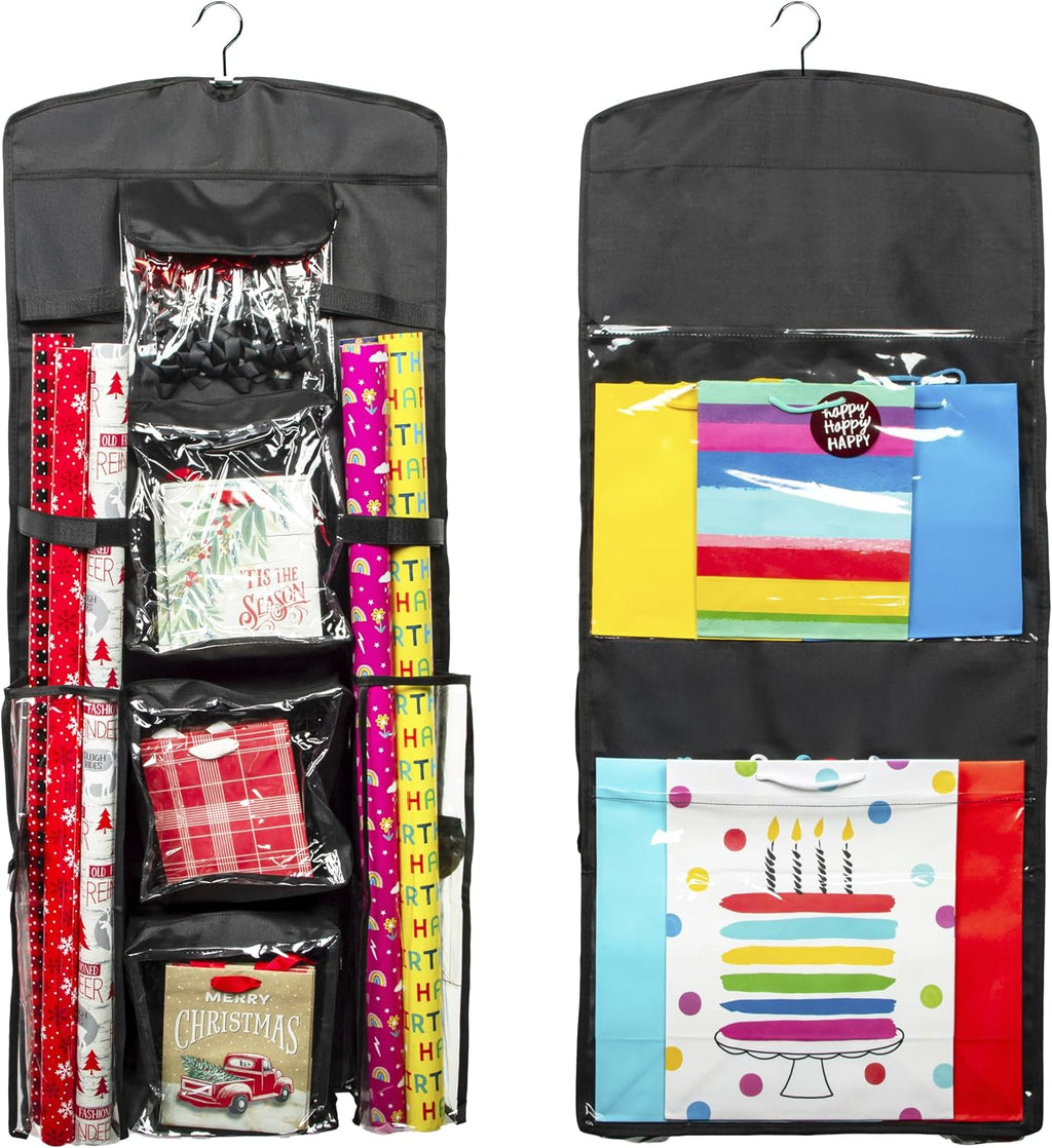 Joyful Moose Gift Bag Organizer Wrapping Paper Storage Container Christmas Gift Wrap Holder (Black)