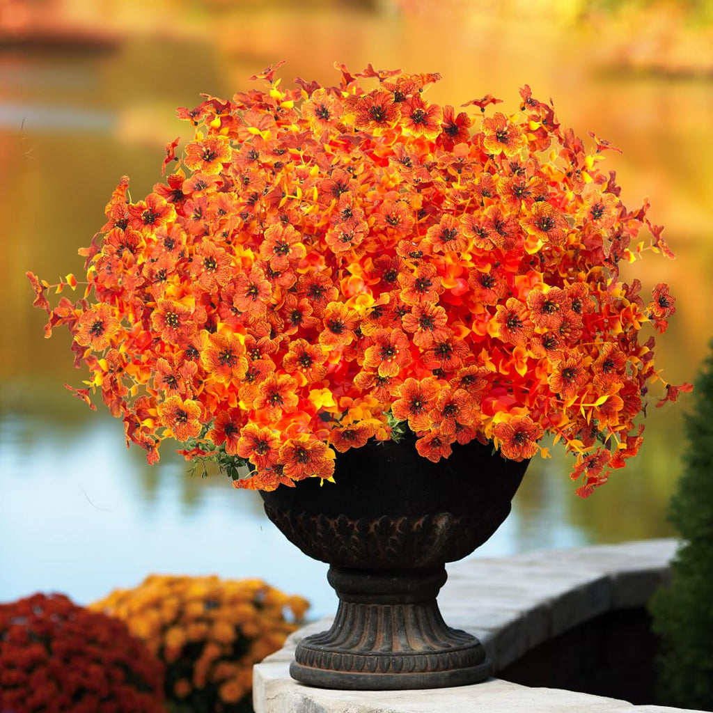 grunyia 16 bundles artificial fall flowers for outdoors, close-up detail