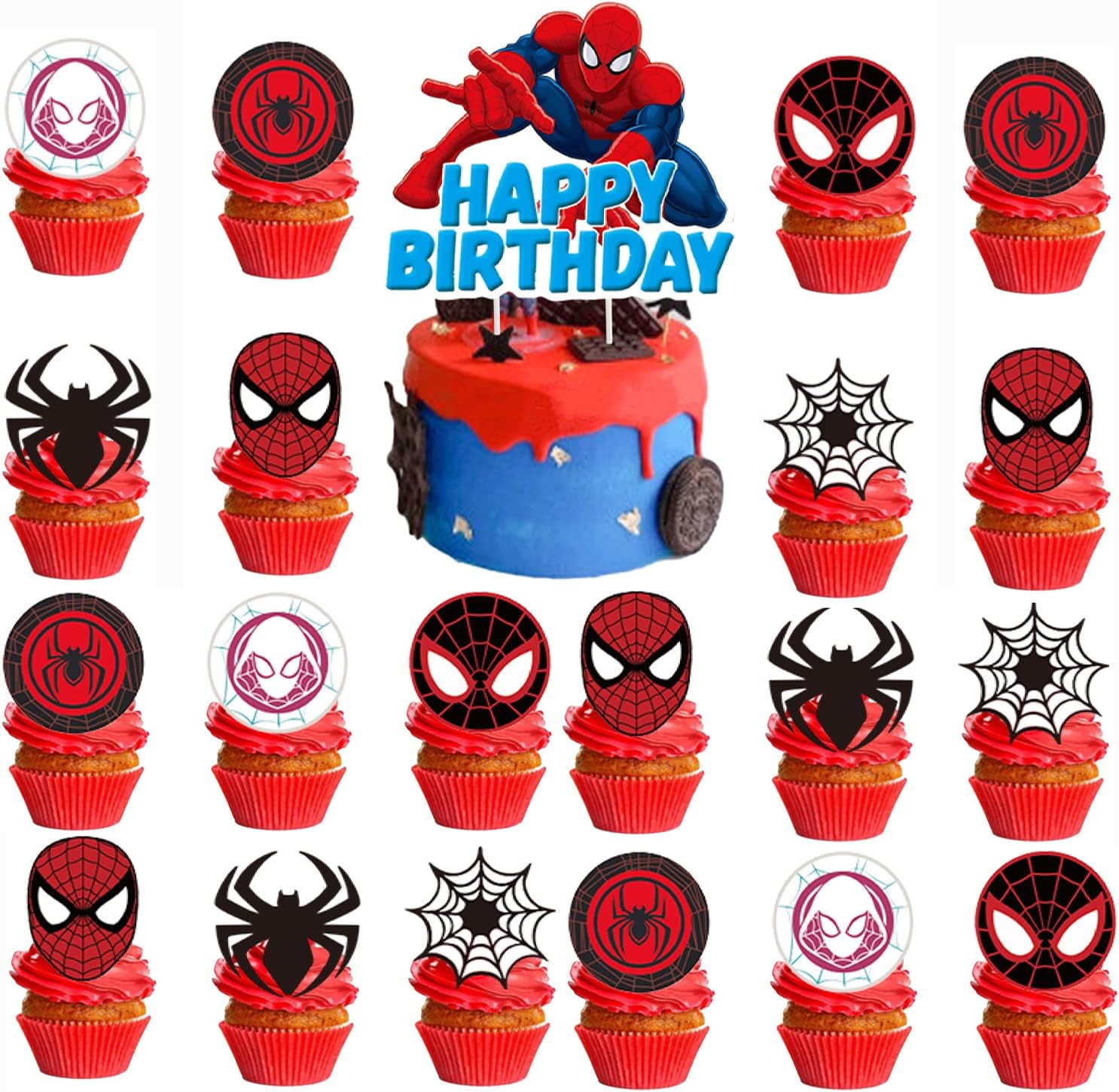 25PCS Cake Toppers Cupcake Toppers Cake Decorations Birthday Party Supplies Decorations (Style 5)