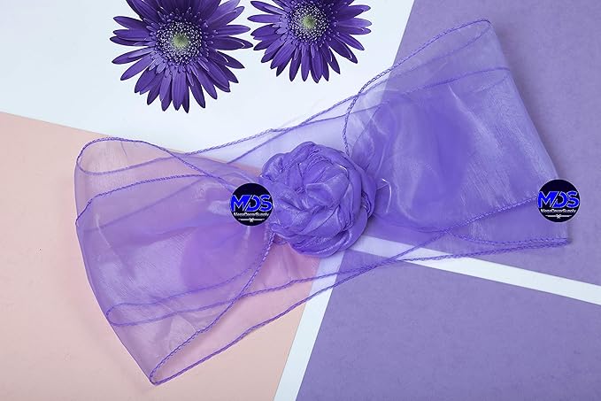 MDS Pack of 150 PCS Organza Chair Sashes Wider Dining Chair Bows Ribbon Tie Back for Wedding Party Birthday Bridal Shower Reception Event Banquet Home Chair Cover Decoration - Lavender