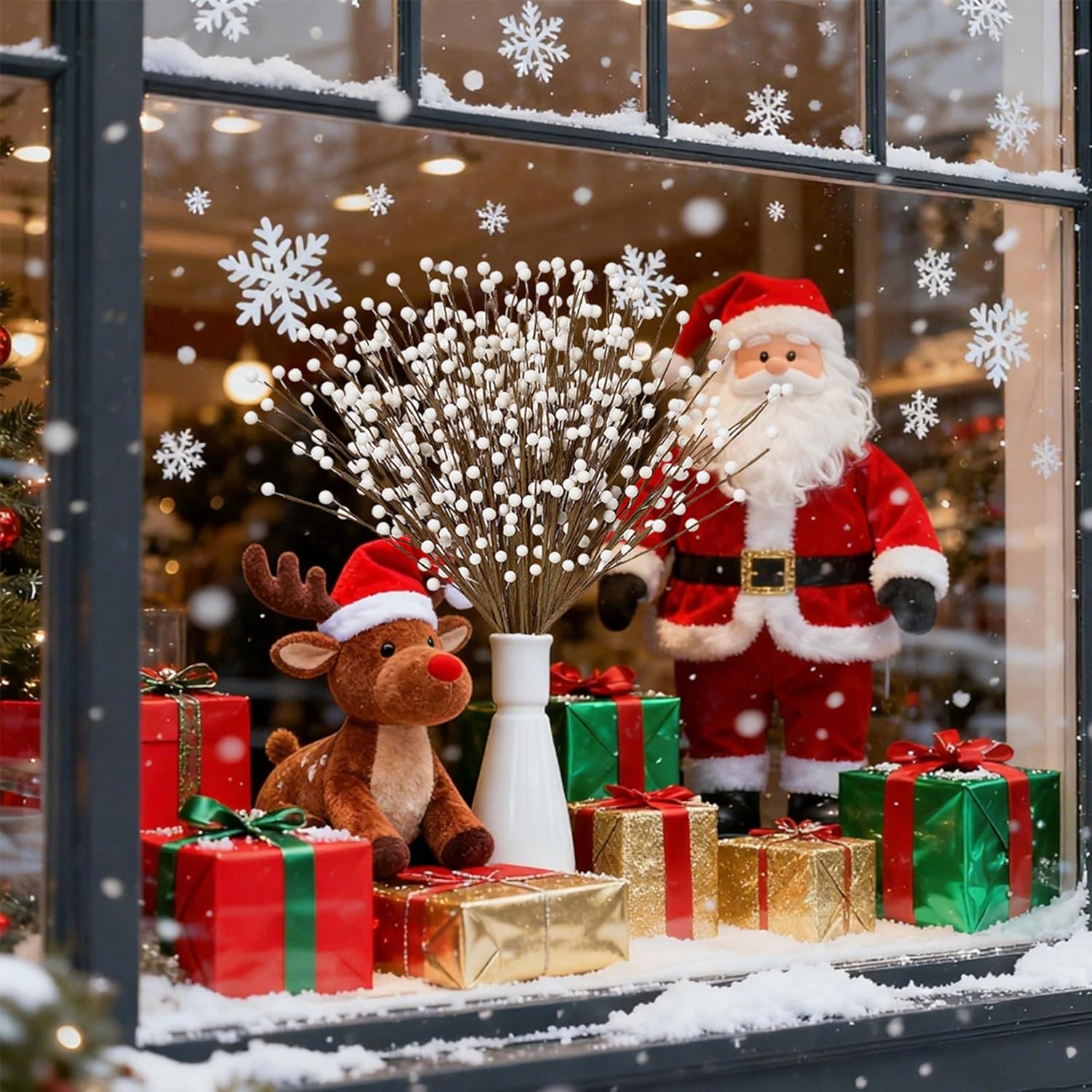 Winter Decorations 24 Pcs Artificial Berry Stems 17inch White Berry Picks for Christmas Holiday Flower Arrangements Home Centerpieces DIY Ornaments
