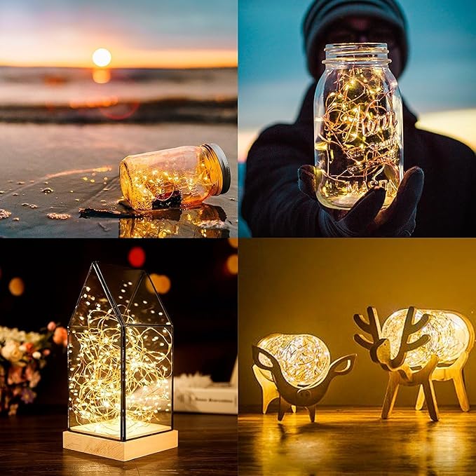 ANJAYLIA 4 Pack Fairy Lights 16.4ft 50 LED String Lights Battery Operated Mini Twinkle Starry Lights for Wedding, Party, Christmas, Decor, Warm White