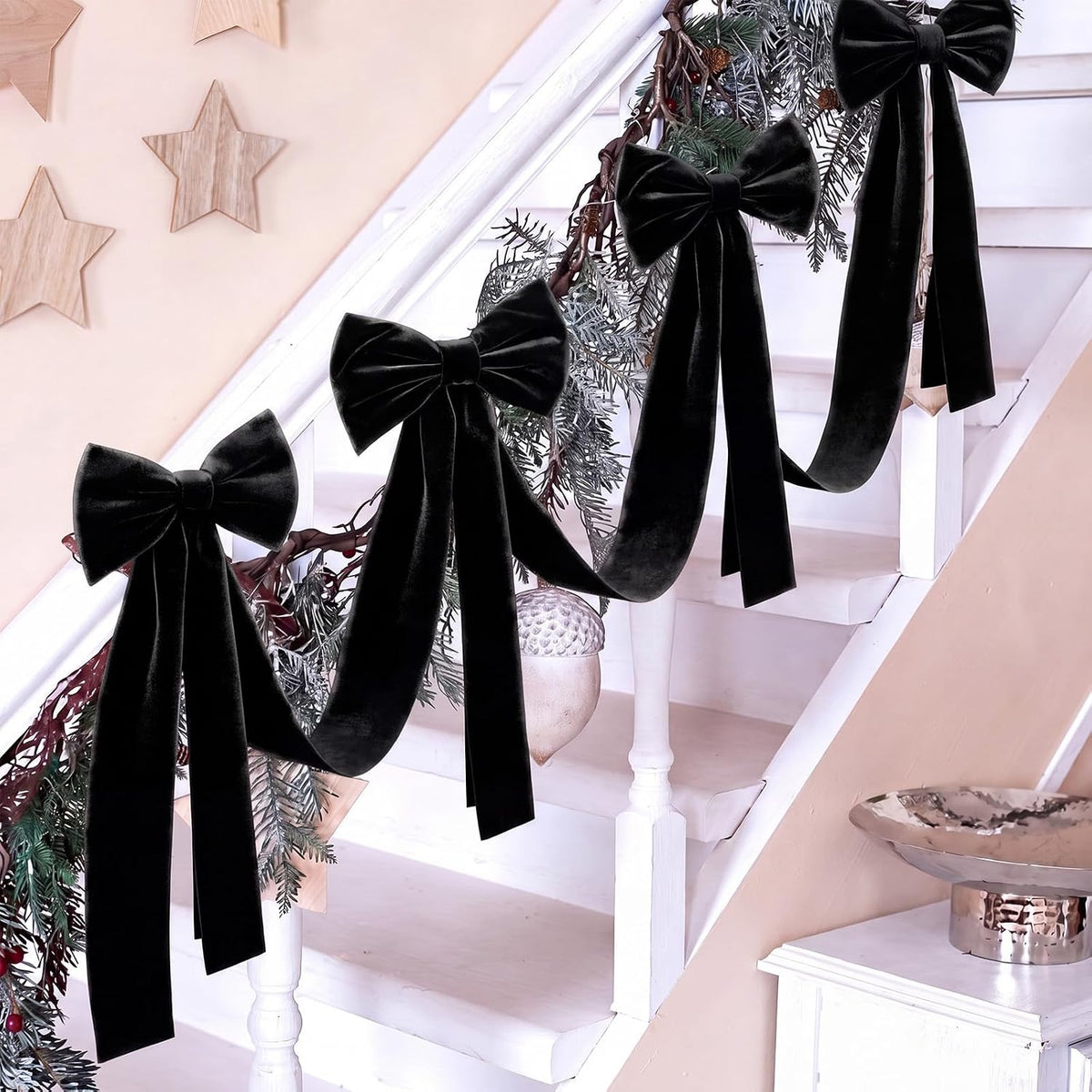civaner 16.4 ft christmas velvet bow garland staircase, package contents