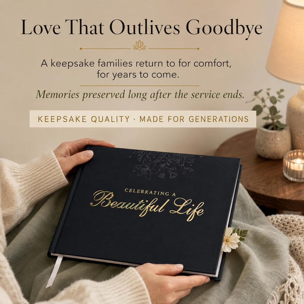 Funeral Guest Book for Memorial Service | Celebration of Life Sign-In Book to Honor and Remember Loved Ones – Elegant Memory Keepsake for Guests to Share Condolences