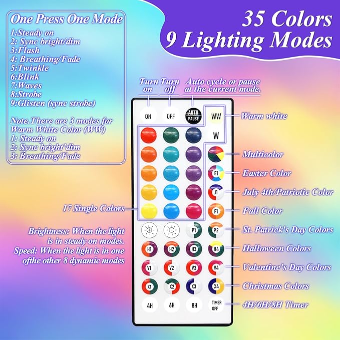 Lovelite 164FT Christmas Lights Outdoor, 35 Colors Changing 500 LED String Lights Green Wire Remote Timer, Waterproof Halloween Light for Indoor Outdoor Holiday Party Xmas Tree Wedding Decor