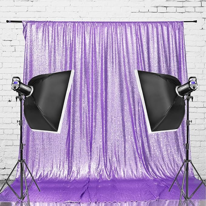 Eternal Beauty Lavender Sequin Backdrop, 4x7 Ft Glitter Background Curtains for Shimmer Photography Party Wedding Birthday Back Drop Decor
