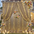 30x10 ft Champagne Sequin Backdrop Curtain with Lights for Parties, Wrinkle Free Glitter Photo Backdrop Drapes Shimmer Back Drop Cloth with Light Strings for Wedding Birthday Photography Background