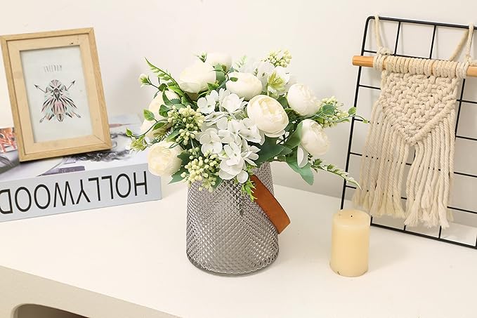 Artificial Flowers Fake Peony Silk Mini Plastic Bridal Flowers for DIY Wedding Bouquets Home Decorations 4 Packs(Orange)