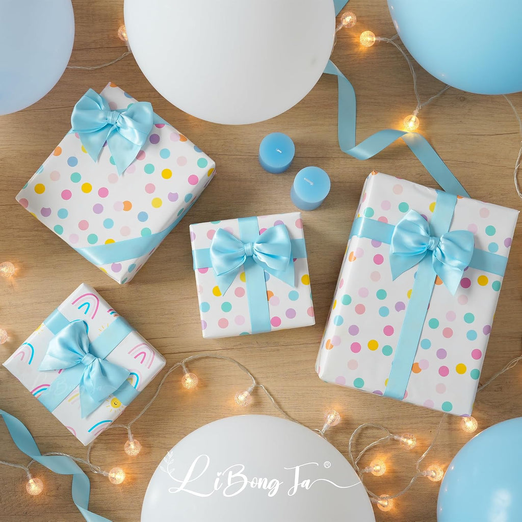 Blue Bows 24 PCS Baby Blue Satin Ribbon Bows 4" Pre-Tied Twist Tie Bow for Gift Wrapping Treat Bags Cake Pops Candy Apple Crafts Baby Shower Birthday Wedding Party Favors