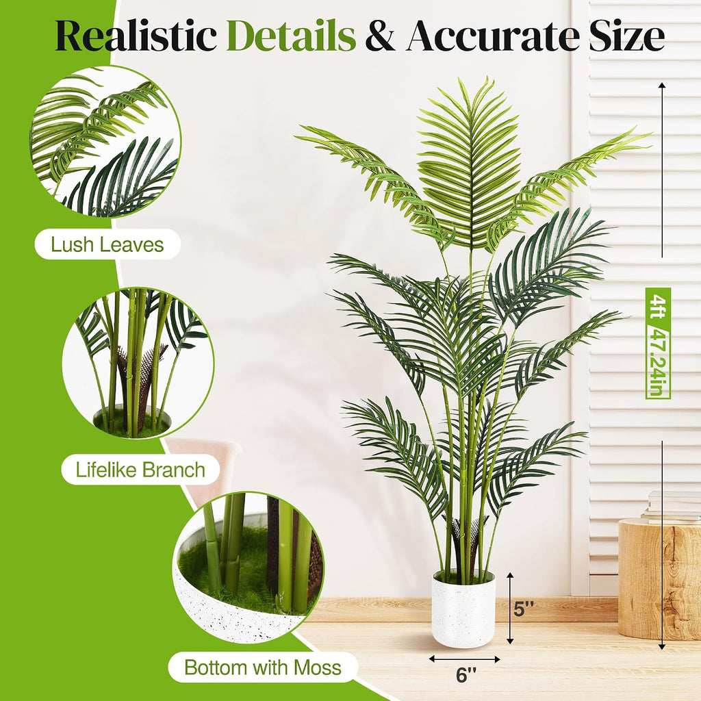 artificial palm tree 4ft, suntee fake tree with showing dimensions