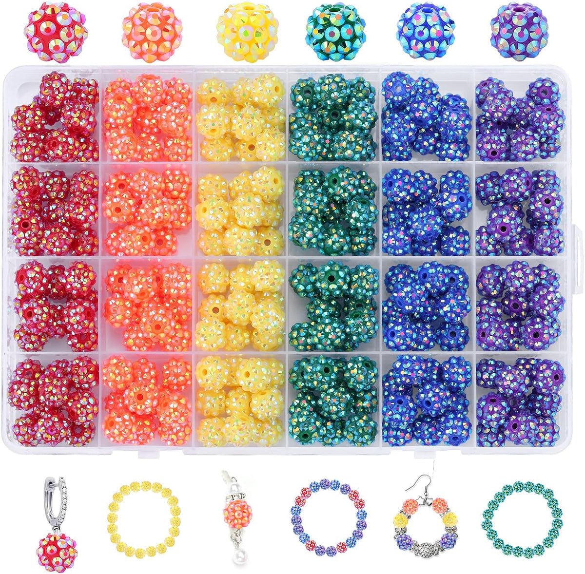 novani 240pcs 10mm rainbow rhinestone beads for jewelry, main product view