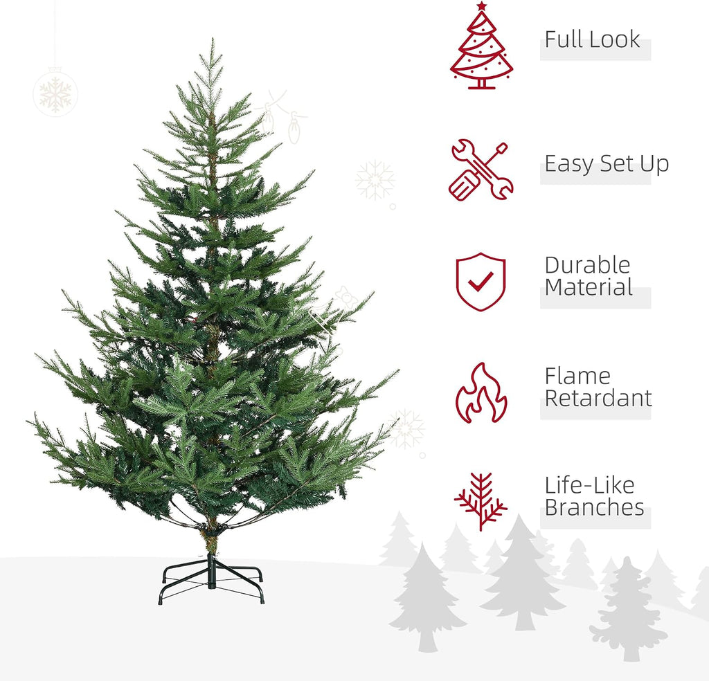 homcom 6 foot artificial christmas tree, nordic pine, close-up detail