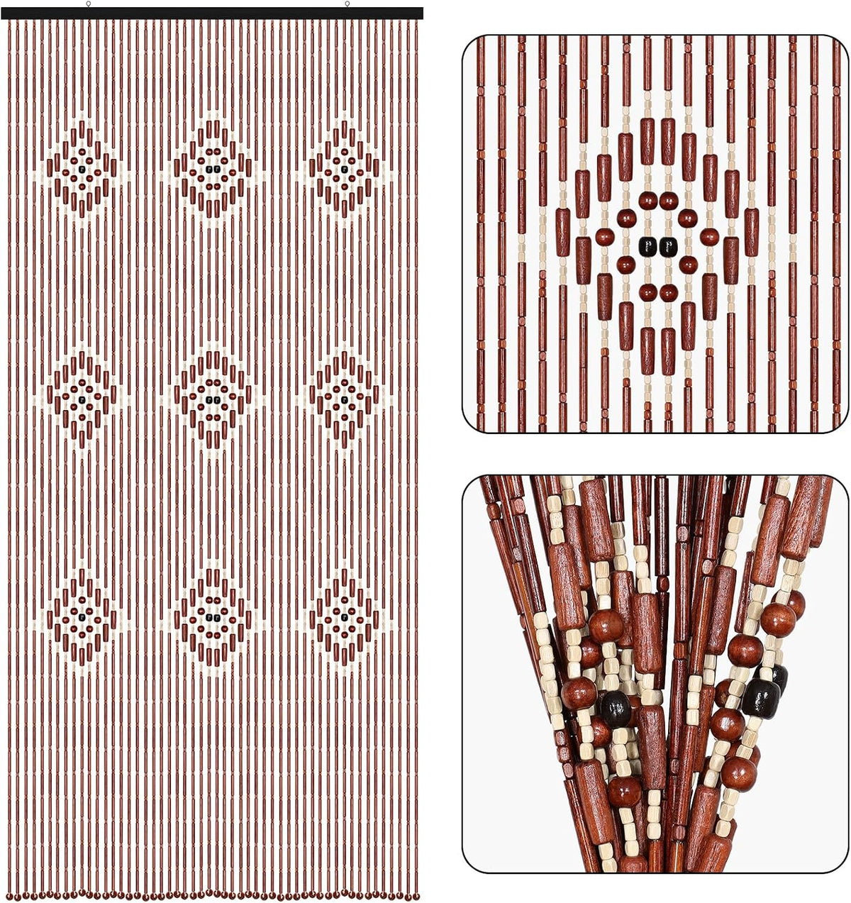 bamboo beaded curtains for doorways boho bead curtain, main product view