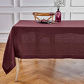 Solino Home Linen Burgundy Tablecloth 60 x 90 Inch - Classic Hemstitch, 100% Pure Linen Rectangular Tablecloth - Machine Washable Table Cloth for Fall, Autumn, Thanksgiving, Christmas, Holiday