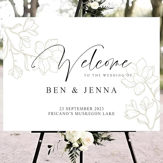 Personalized Wedding Welcome Sign Foliage Print Entrance Wedding Décor