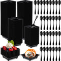 mini appetizer plates with spoons, disposable plastic, main product view