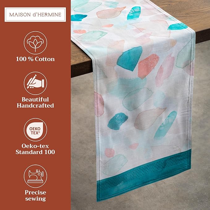 Maison d' Hermine Table Runner 100% Cotton Double Layer Table Runners 108 inches Long Decorative for Home Kitchen Dining Party Wedding Bridal Shower Spring Summer (Summer Picnic, 14.50" x 108")