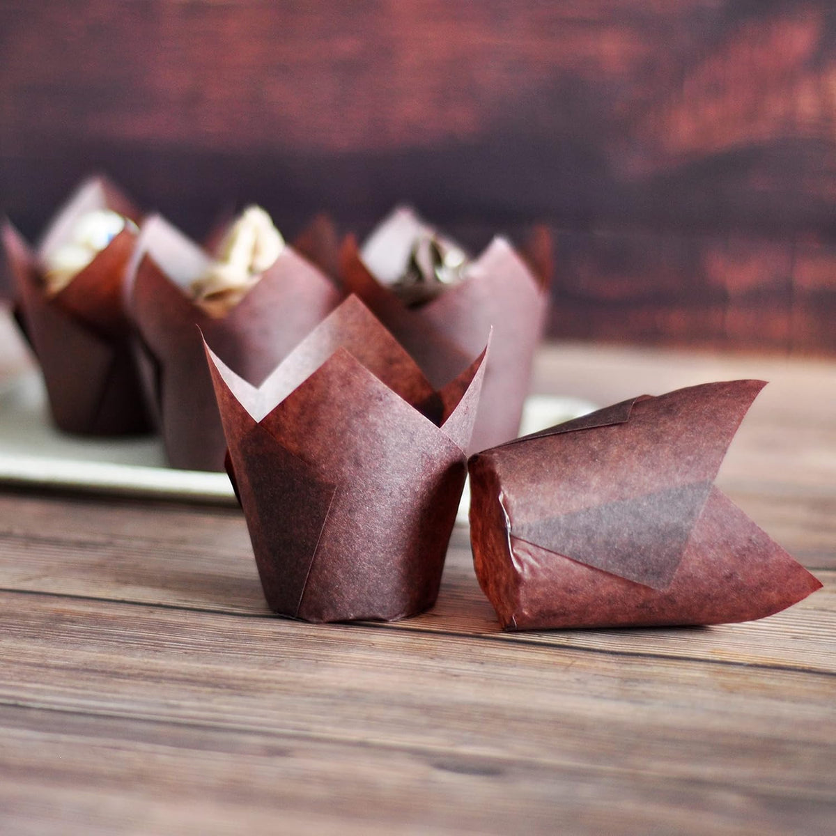 500 pcs Large size Brown Tulip Baking Cups 2-1/4"(Base diameter) x 4&quo...