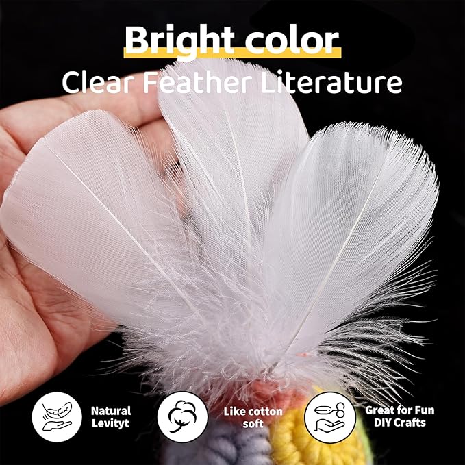 THARAHT 360pcs White Feathers 3-5 inch Craft Feathers Assorted Rainbow Colors Feathers for Kids for DIY Handmade Wedding Home Party Decorations Natural Feather