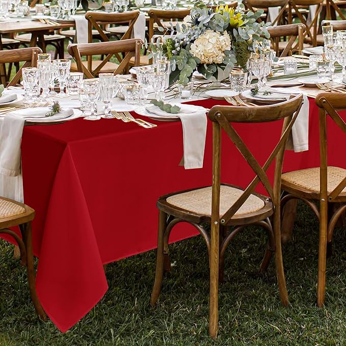 Fitable 8 Pack Table Cloth Rectangle Table: Stain and Wrinkle Resistant Tablecloth Rectangular, Washable Polyester Tablecloths for Wedding Christmas Party Dining Banquet Event(Red, 70x108 Inch)