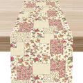 Patchwork Table Runner, Boho Vintage Pink Wildflowers Bohemian Paisley Flower Farmhouse Table Center Decor for Home Kitchen Dining Patio Holiday Party Indoor Outdoor Table Decorations, 13"x72" Inch