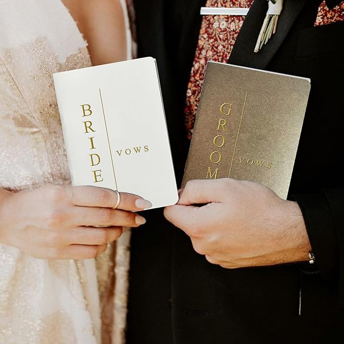 Vow Books His and Hers Wedding Vow Books Bride and Groom with Soft Touch Gold Foil Engraving Wedding Essentials(TR-GB-Terracotta)